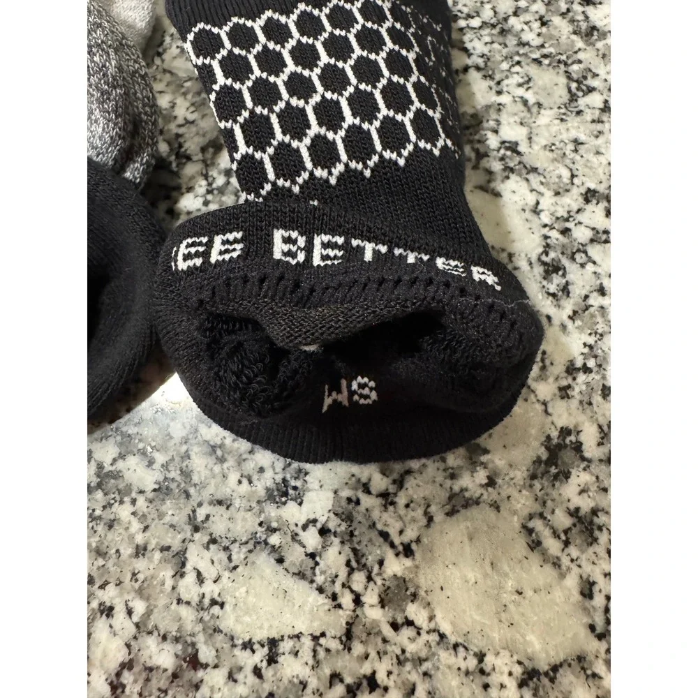 Bombas Womens No Show Socks 3 Pair Bundle Black Grey Marl Honeycomb Arch Size S